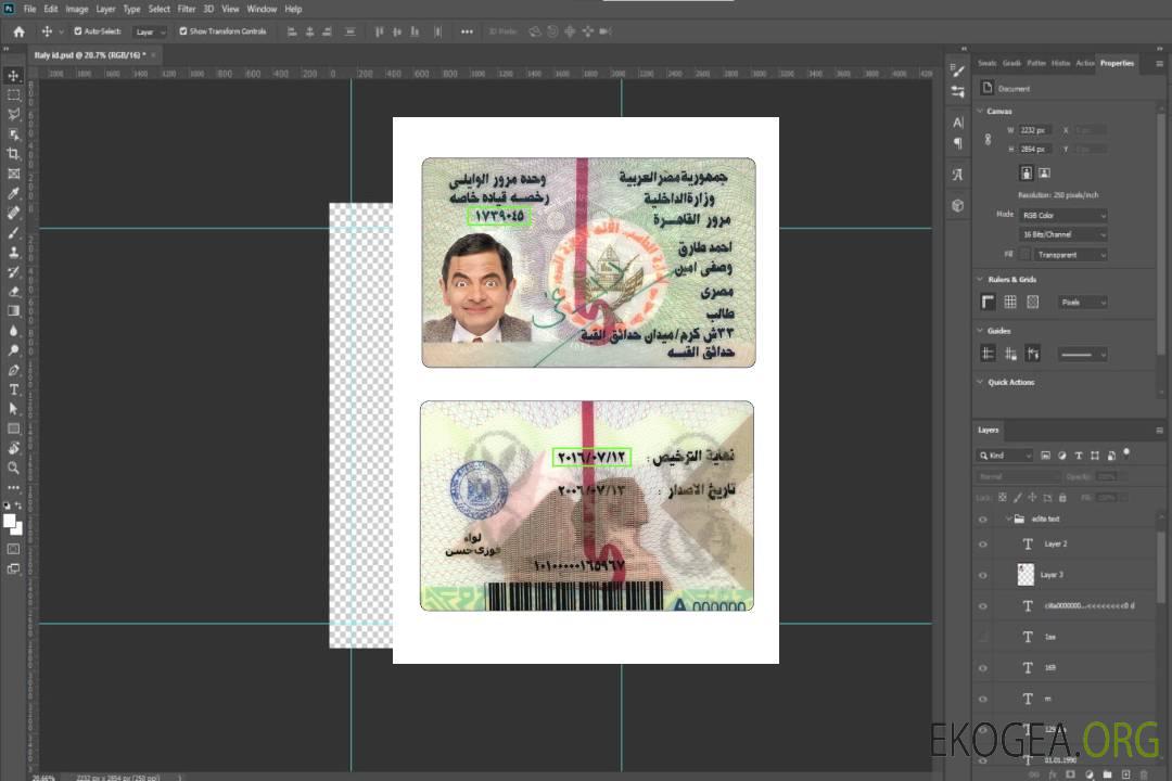 Carte d'identité égyptienne version 2 template Carte d'identité égyptienne version 2 template